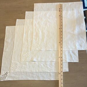 Ivory Lace-Embellished Linen Napkins Four - 16.5 x 16.5 inch